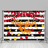 Aperturee - Black And White Stripe Heart Valentines Day Backdrop